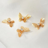 4PCS 14K Plated Zircon Butterfly Charms Pendants DIY Jewelry Making
