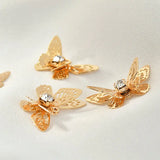 4PCS 14K Plated Zircon Butterfly Charms Pendants DIY Jewelry Making