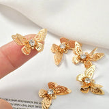4PCS 14K Plated Zircon Butterfly Charms Pendants DIY Jewelry Making