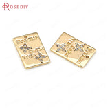 4PCS 13x9MM 24K Brass Zircon Star Rectangle Charms Pendants