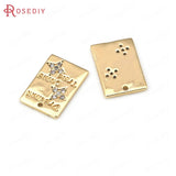 4PCS 13x9MM 24K Brass Zircon Star Rectangle Charms Pendants