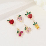 4PCS 14K Plated Brass Cherry Fruit Shape Charms Pendants High DIY Jewelry