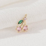 4PCS 14K Plated Brass Cherry Fruit Shape Charms Pendants High DIY Jewelry