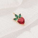 4PCS 14K Plated Brass Cherry Fruit Shape Charms Pendants High DIY Jewelry