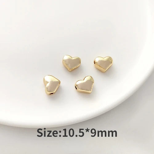 4PCS 14K Filled Peach Heart Bracelet Bead Pendant DIY Jewelry Material