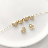 4PCS 14K Filled Peach Heart Bracelet Bead Pendant DIY Jewelry Material