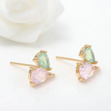 4PCS 14K Plated Brass Zircon Butterfly Stud Earrings Hooks Jewelry Making