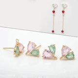 4PCS 14K Plated Brass Zircon Butterfly Stud Earrings Hooks Jewelry Making