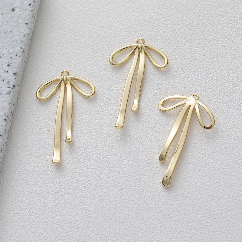 4PCS 14K Plated Bow Pendant Earrings DIY Making Supplies Jewelry