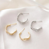 4PCS 14k Plated C-shaped Ear Studs Silver Needle Charms