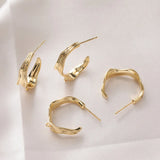 4PCS 14k Plated C-shaped Ear Studs Silver Needle Charms