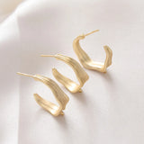 4PCS 14k Plated C-shaped Ear Studs Silver Needle Charms