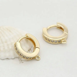 14K Brass Zircon Round Hoop Earrings DIY Jewelry Findings