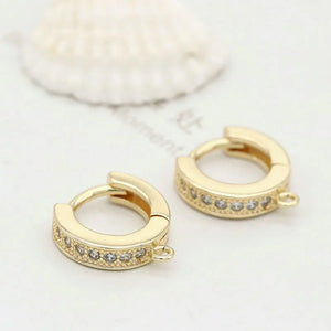 14K Brass Zircon Round Hoop Earrings DIY Jewelry Findings