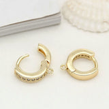 14K Brass Zircon Round Hoop Earrings DIY Jewelry Findings