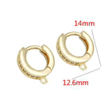 14K Brass Zircon Round Hoop Earrings DIY Jewelry Findings