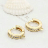 14K Brass Zircon Round Hoop Earrings DIY Jewelry Findings