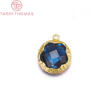 4PCS 14x16MM 24K Brass Glass Flower Charms Pendants Diy Jewelry Findings