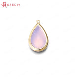 4PCS Tear Drop Shape Glass Beads Charms Pendants