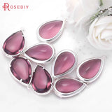 4PCS Tear Drop Shape Glass Beads Charms Pendants