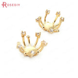 4PCS 14x8MM 24K Plated Brass Zircon Bead Caps DIY Jewelry Findings