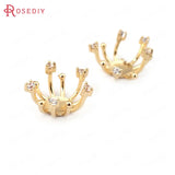 4PCS 14x8MM 24K Plated Brass Zircon Bead Caps DIY Jewelry Findings