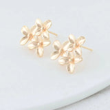 4PCS 15*16MM 14K Plated Brass Flowes Stud Earrings High Diy DIY Jewelry Making