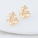 4PCS 15*16MM 14K Plated Brass Flowes Stud Earrings High Diy DIY Jewelry Making