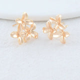 4PCS 15*16MM 14K Plated Brass Flowes Stud Earrings High Diy DIY Jewelry Making