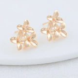 4PCS 15*16MM 14K Plated Brass Flowes Stud Earrings High Diy DIY Jewelry Making