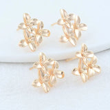 4PCS 15*16MM 14K Plated Brass Flowes Stud Earrings High Diy DIY Jewelry Making