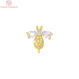 4PCS 15x15MM Bee Charm Pendants 24K Brass Zircon DIY Jewelry Findings