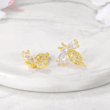 4PCS 15x15MM Bee Charm Pendants 24K Brass Zircon DIY Jewelry Findings
