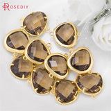 4PCS 15x18MM High Champagne Plated Brass Glass Beads Charms