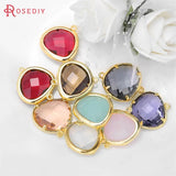 4PCS 15x18MM High Champagne Plated Brass Glass Beads Charms