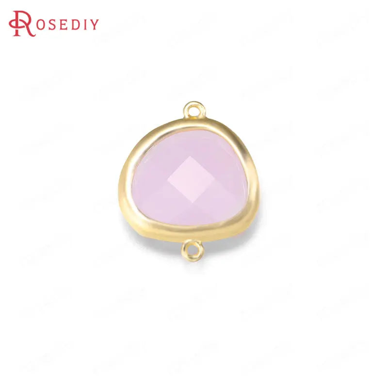 4PCS 15x18MM High Champagne Plated Brass Glass Beads Charms