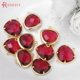4PCS 15x18MM High Champagne Plated Brass Glass Beads Charms
