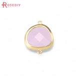 4PCS 15x18MM High Champagne Plated Brass Glass Beads Charms