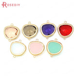 4PCS 15x18MM High Champagne Plated Brass Glass Beads Charms
