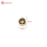 4PCS 15x18MM High Champagne Plated Brass Glass Beads Charms