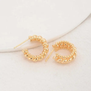 4PCS 17MM 14K Brass Round Shape Stud Earrings Pins Earrings