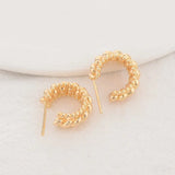 4PCS 17MM 14K Brass Round Shape Stud Earrings Pins Earrings