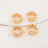 4PCS 17MM 14K Brass Round Shape Stud Earrings Pins Earrings