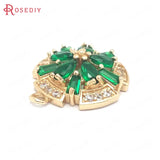 4PCS 17x20MM Champagne Brass Zircon Flower Charms Pendants