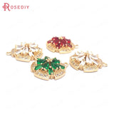 4PCS 17x20MM Champagne Brass Zircon Flower Charms Pendants