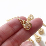 4PCS 18K Plated Drop Shaped Pendant Jewelry Findings DIY Earrings Accessories