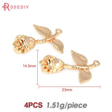 4PCS 18K Brass Flower Connect Charms Pendants DIY Jewelry Making