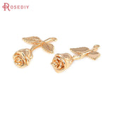 4PCS 18K Brass Flower Connect Charms Pendants DIY Jewelry Making