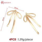 4PCS 18K Brass Bow Charms Pendants Jewelry Making Supplies