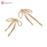 4PCS 18K Brass Bow Charms Pendants Jewelry Making Supplies